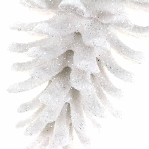 Floristik24 Ozdoby choinkowe szyszki białe brokatowe 9cm x 4,5cm 6szt