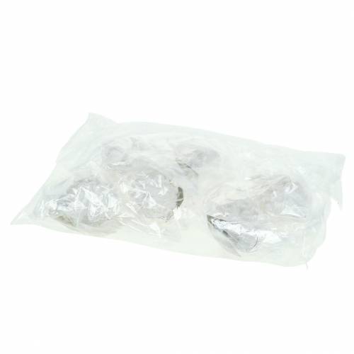 Floristik24 Ozdoby choinkowe szyszki białe brokatowe 9cm x 4,5cm 6szt