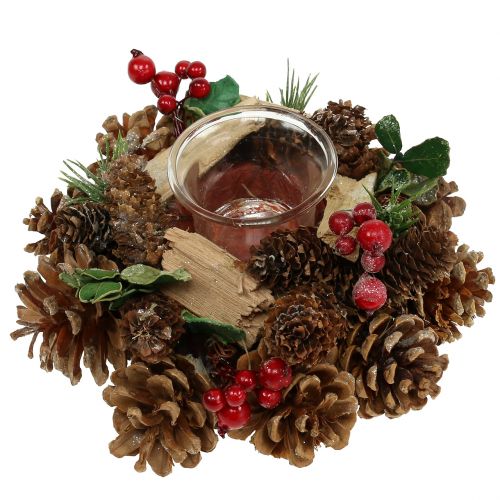 Floristik24 Świeca aranżacyjna z szyszkami natura 19cm