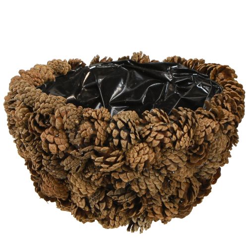 Koszyczek na rośliny z szyszek sosnowych naturalny Ø33cm H17cm
