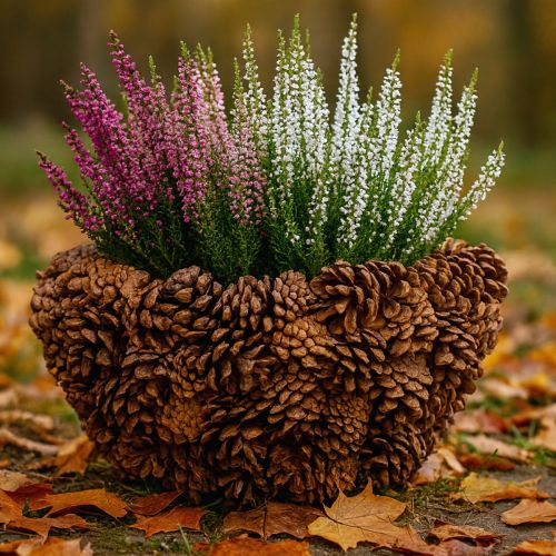 Produkt Koszyczek na rośliny z szyszek sosnowych naturalny Ø33cm H17cm