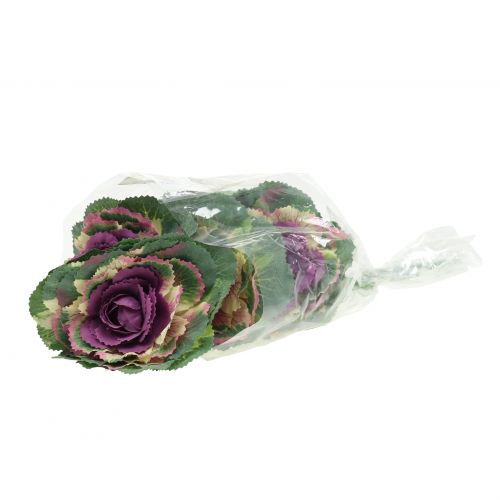 Floristik24 Sztuczna kapusta fioletowa, zielona 25cm 6szt