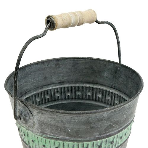 Floristik24 Wiadro cynkowe z zielonym Ø15cm H12cm