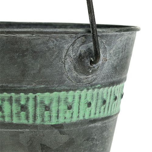 Floristik24 Wiadro cynkowe z zielonym Ø15cm H12cm