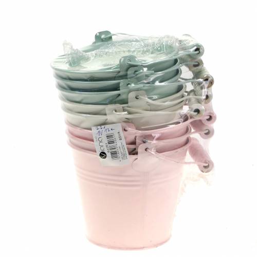 Floristik24 Wiaderko cynkowe Asortyment Pastel Ø12cm H10cm 8szt.