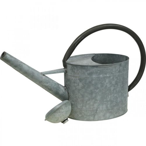 Produkt Metalowa konewka, dekoracja ogrodowa w stylu vintage, srebrnoszara L53cm W29cm