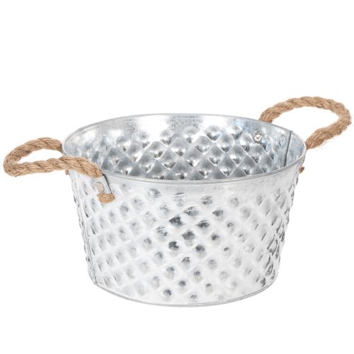 Miska cynkowa, miska dekoracyjna, metalowa z uchwytem linowym, Ø22cm H12cm kupić | Floristik24.pl