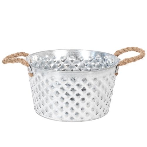 Miska cynkowa, miska dekoracyjna, metalowa z uchwytem linowym, Ø22cm H12cm | Floristik24.pl
