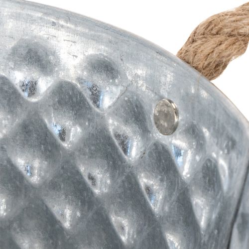 Miska cynkowa, miska dekoracyjna, metalowa z uchwytem linowym, Ø22cm H12cm | Floristik24.pl