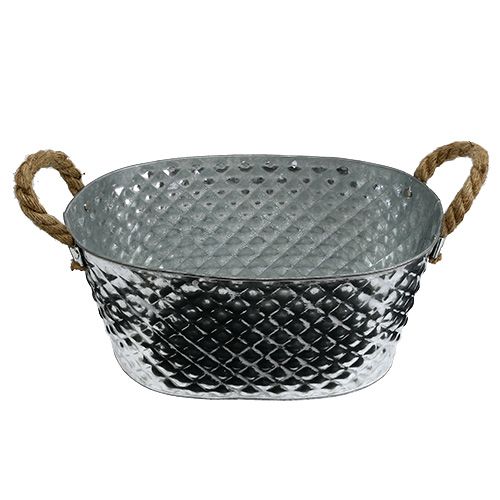 Produkt Cynkowa miska owalna z uchwytami ze sznurka 27cm x 17,5cm W12cm