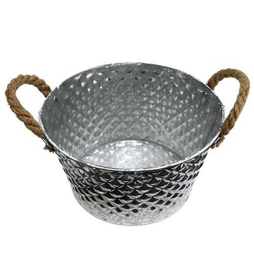 Produkt Cynkowa miska okrągła z uchwytami ze sznurka Ø25cm W14cm