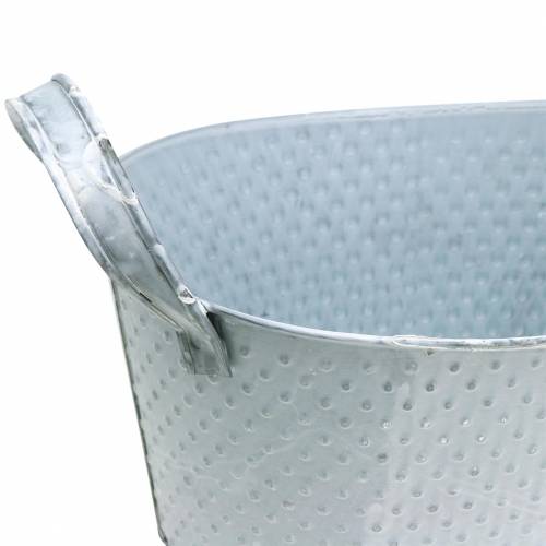 Cynkowa Misa Owalna Jasnoszara Washed 27x18cm H12cm | Floristik24.pl