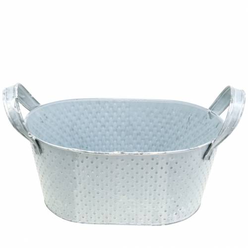 Cynkowa Misa Owalna Jasnoszara Washed 27x18cm H12cm | Floristik24.pl