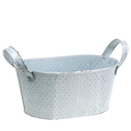 Cynkowa Misa Owalna Jasnoszara Washed 27x18cm H12cm | Floristik24.pl