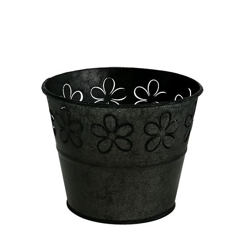 Floristik24 Doniczka cynkowa czarna z kwiatami Ø10cm H8cm