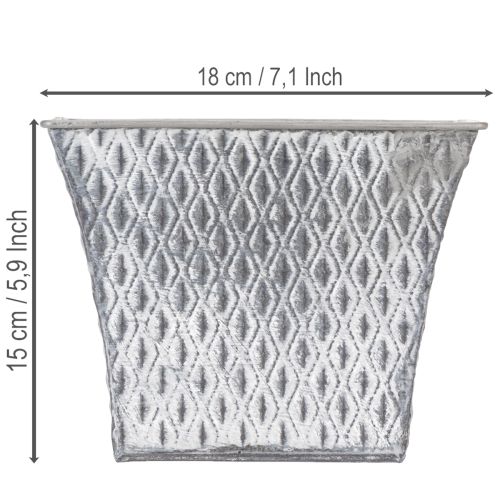 Garnek cynkowy z wzorem diamentowym, wys. 15 cm | Floristik24.pl