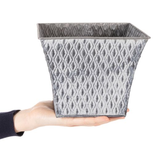 Garnek cynkowy z wzorem diamentowym, wys. 15 cm | Floristik24.pl