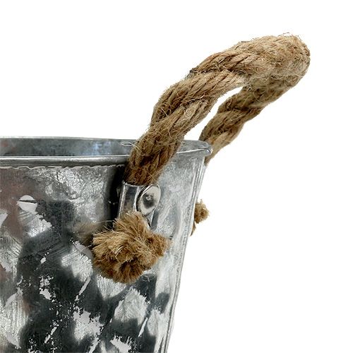 Floristik24 Donica cynkowa z uchwytami z liny Ø12cm H10cm