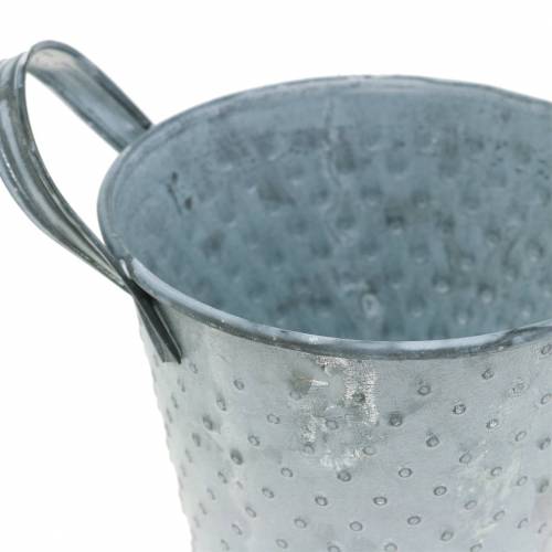 Floristik24 Doniczka cynkowa z uchwytami szara w kropki Ø12cm H10cm