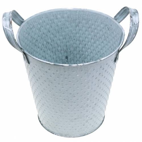 Floristik24 Garnek Cynkowy z Uchwytami Szary Cętkowany Ø14cm W13cm