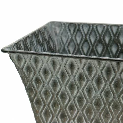 Floristik24 Słoik cynkowy z wzorem rombów kanciasty antyk 35,5cm x 14,5cm / 32,5cm x 11,5cm 2szt.