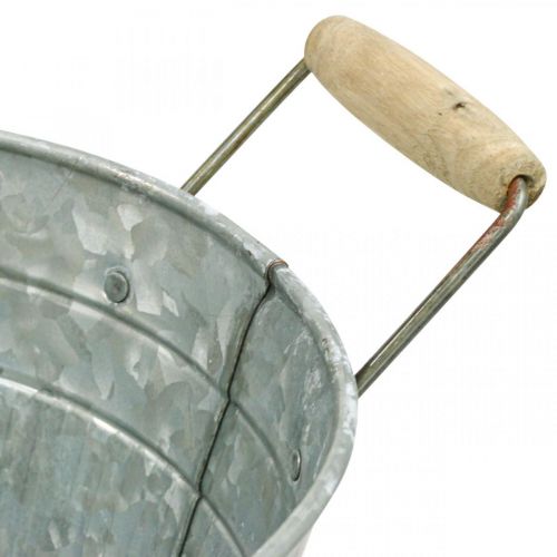 Floristik24 Wanna cynkowa wanna do kwiatów metalowy uchwyt z drewna L57.5cm W31.5cm