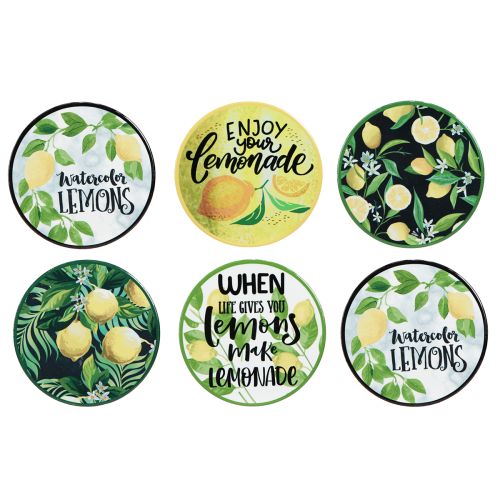 Produkt Cytrynowe dekoracyjne podkładki ceramiczne okrągłe różne Ø10,5cm 6szt