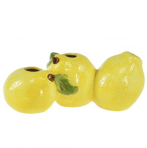Floristik24 Wazon dekoracyjny cytrynowy ceramiczny 3 otwory 21,5x11x8cm