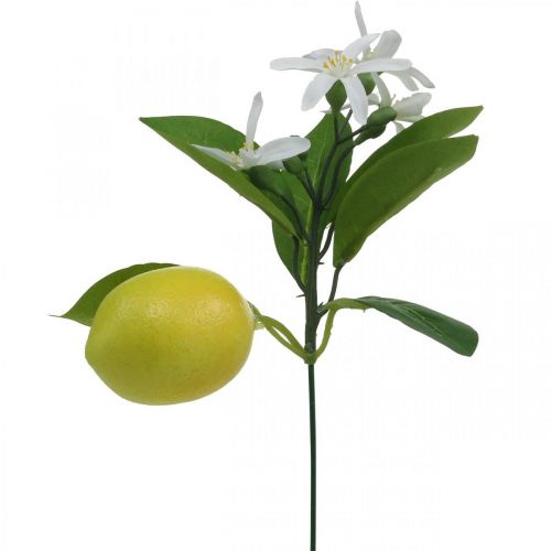Gałąź dekoracyjna Cytryna i kwiaty Sztuczna gałązka letnia dekoracja 26 cm 4 szt.