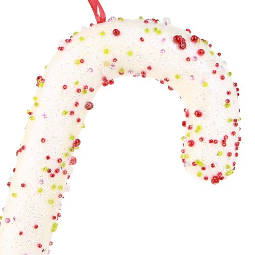 Produkt Wieszak do dekoracji w kształcie cukierkowej laski biały brokat kolorowy wys. 30cm 4szt