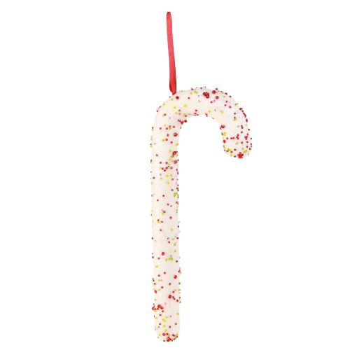 Produkt Wieszak do dekoracji w kształcie cukierkowej laski biały brokat kolorowy wys. 30cm 4szt