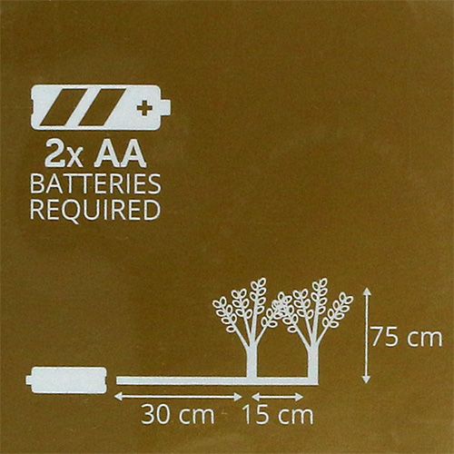Floristik24 Gałązka srebrna z listkami LED 75cm zestaw 2 szt.
