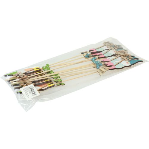 Produkt Dekoracja karłowata z kwiatkiem i wtyczką kwiatową drewnianą 4×10,5cm 12szt