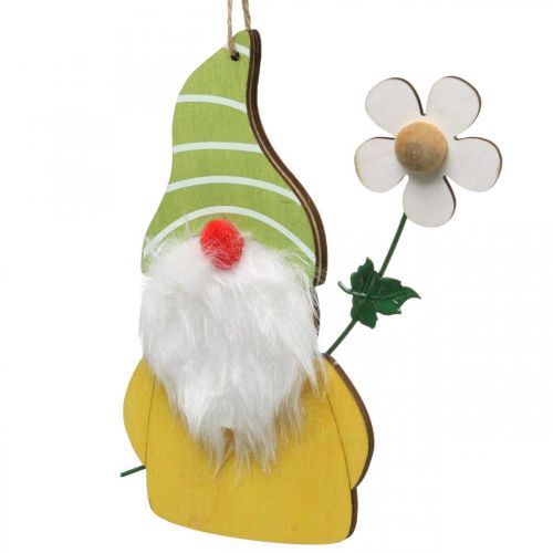 Produkt Wiosenna dekoracja krasnal do powieszenia drewnianego karła z kwiatkiem wys.17cm 6szt