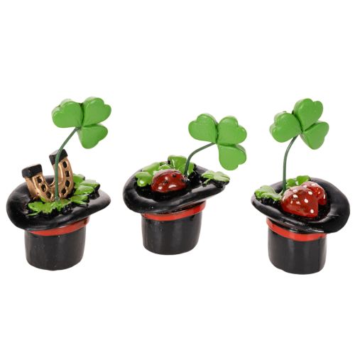 Talizman na szczęście koniczyna i chrząszcz w cylindrze, 7 cm, 3 sztuki