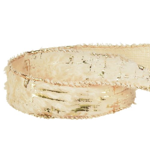 Produkt Wstążka z futerkiem ozdobna wstążka ze sztucznego futra w kolorze kremowo-złotym 25mm 15m