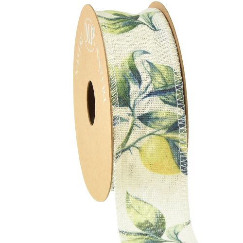 Floristik24 Wstążka dekoracyjna cytryny i listki bawełniana 40mm 10m