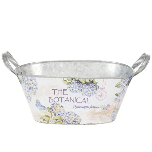 Produkt Owalna metalowa misa na kwiaty z uchwytami, na hortensje, 32×15×15 cm
