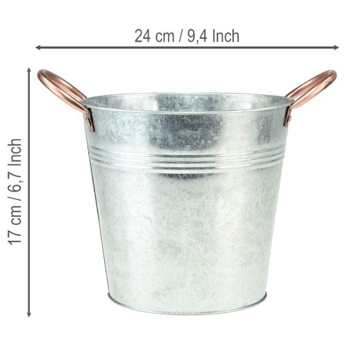 Produkt Doniczka metalowa z uchwytami, wiaderko ozdobne, Ø16cm H15cm