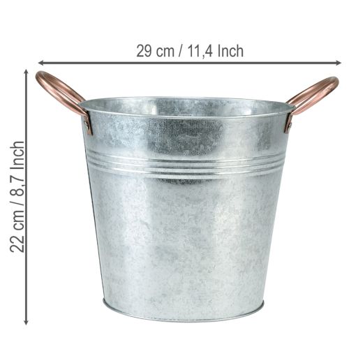 Produkt Doniczka metalowa z uchwytami, wiaderko ozdobne, Ø21cm, wys. 19,5cm