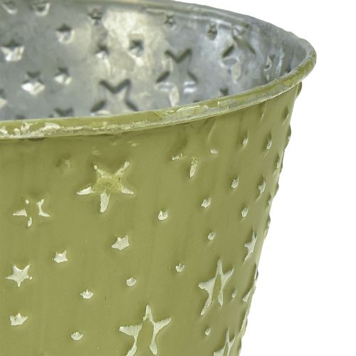 Produkt Doniczka metalowa gwiazdki zielona srebrna Ø16cm
