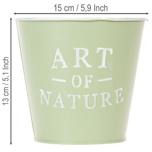 Doniczka cynkowa, miętowo-zielona, Ø15cm, wys.13,5cm | Floristik24.pl