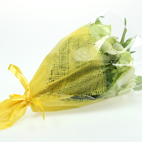 Produkt Torebka na kwiaty wzór jutowy żółty D36cm S25cm - 12cm 50 szt