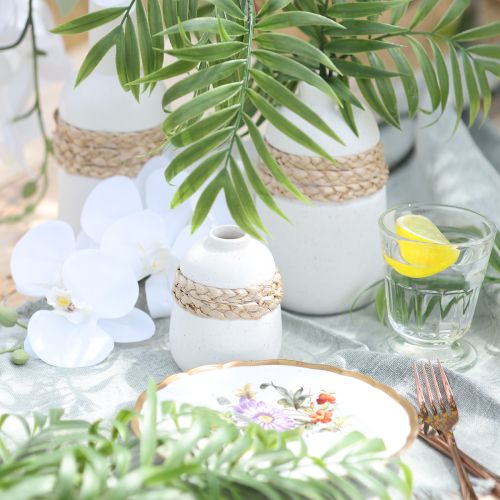 Produkt Wazon na kwiaty biały ceramiczny wazon stołowy z trawy morskiej wys. 10,5 cm 2 szt.