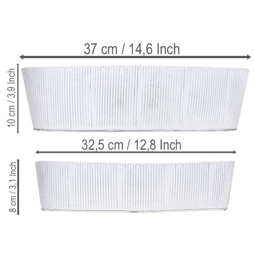 Produkt Owalna metalowa miska w kolorze białym i srebrnym, 32,5 cm/37 cm, zestaw 2 sztuk