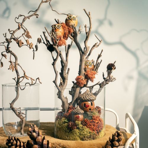 Produkt Urocze ceramiczne figurki sów - szczegółowy projekt w kolorze brązowym i kremowym, 10,5 cm - idealna dekoracja do salonu i biura - 3 sztuki