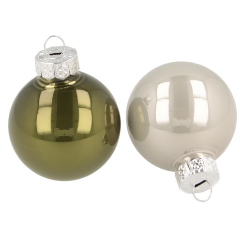 Floristik24 Bombki choinkowe mini bombki szklane zielono-srebrne 4 cm 24 szt.