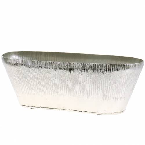 Floristik24 Deco Pot Oval Silver 40cm x 13cm H13cm