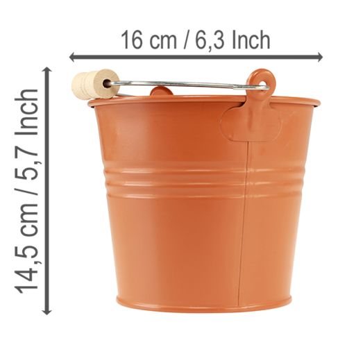 Produkt Dekoracyjne metalowe wiadro/doniczka, pomarańczowo-brązowe, Ø16 cm, wys.14,5 cm, 1,6 l