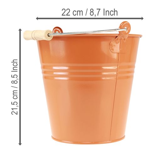 Produkt Dekoracyjne metalowe wiadro/doniczka, pomarańczowo-brązowe, Ø22 cm, wys.21,5 cm, 6 l